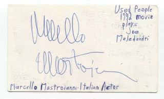 Marcello Mastroianni Signed 3x5 Index Card Autographed Signature Italian Actor