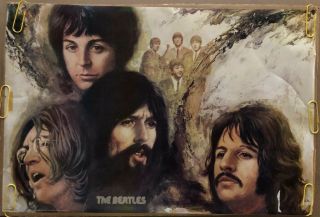 The Beatles 4 Faces Vintage Poster 1975 Music Memorabilia Pinup Collage