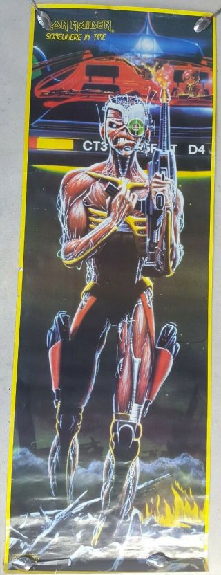 Iron Maiden " Somewhere In Time " Vintage Door Poster 1986 - 26 " X 75 "