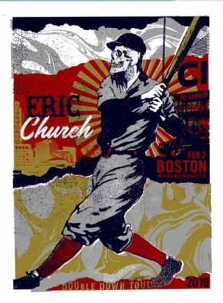 Eric Church Poster Boston Red Sox Double Down 19 Tour Ed/200 Screenprint