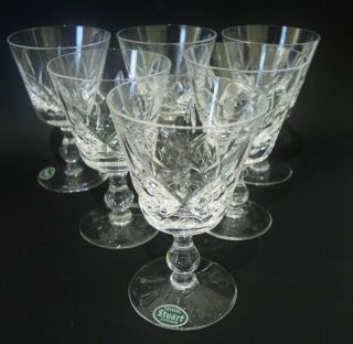 6 Vintage Stuart Crystal Glengarry Cambridge Wine Glasses 4