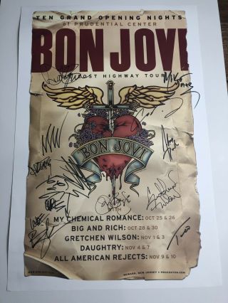 Bon Jovi 2008 Lost Highway Tour Poster Autographed By Band Chris Daughtry Others