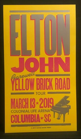 Elton John Farewell Yellow Brick Road Hatch Show Print 2019 Tour Poster Columbia