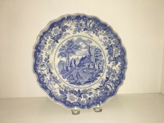 Historical Staffordshire Blue Transfer Ware Richard Jordan Plate 10 1/8” Ca 1835