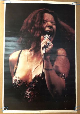 Janis Joplin Vintage Poster Solo On Stage Microphone 1971 Pin Up