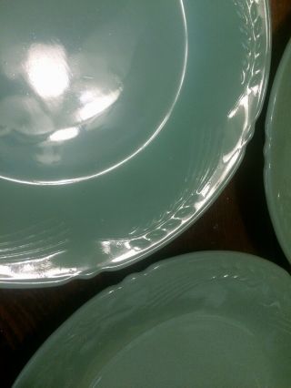Set of 3 - Extremely Rare Fire King Jadeite Sheaves Of Wheat Dinner Plates 3