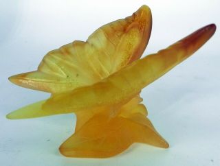 Nancy Daum France Papillon Butterfly Amber Yellow Figurine / Paperweight Signed