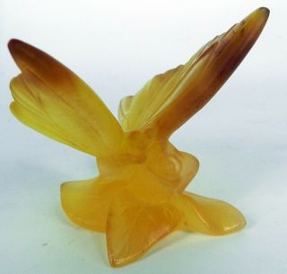 NANCY DAUM France PAPILLON BUTTERFLY AMBER YELLOW FIGURINE / PAPERWEIGHT SIGNED 2