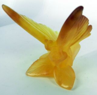 NANCY DAUM France PAPILLON BUTTERFLY AMBER YELLOW FIGURINE / PAPERWEIGHT SIGNED 3
