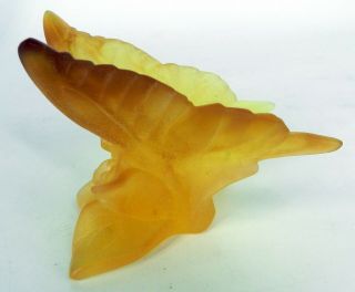 NANCY DAUM France PAPILLON BUTTERFLY AMBER YELLOW FIGURINE / PAPERWEIGHT SIGNED 4