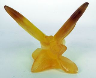NANCY DAUM France PAPILLON BUTTERFLY AMBER YELLOW FIGURINE / PAPERWEIGHT SIGNED 5