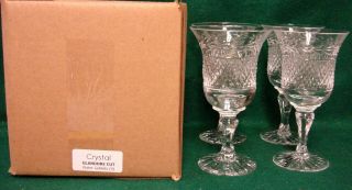 Crystal Glandore Cut Water Goblets Set Of Four