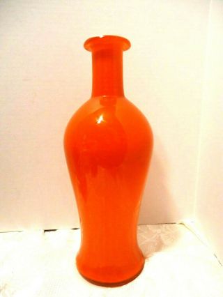 Mid - Century Modern Orange Cased Glass Vase Otto Brauer Scandinavian Sweden