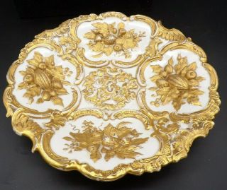 Antique Meissen Cabinet Plate / Bowl Gilded Leuteritz Rococo Period