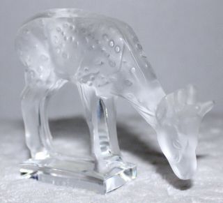 Lalique Glass Animal Figurine Deer Fawn Small Signed Satin Glass