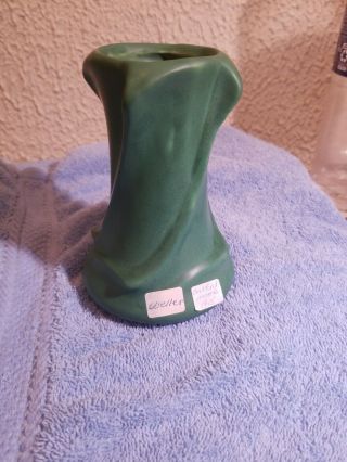 Weller Matte Green Arts & Crafts Pottery Swirl Vase 5 Inch,  Art Nouveau