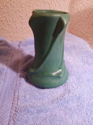 Weller Matte Green Arts & Crafts Pottery Swirl Vase 5 inch,  Art Nouveau 3