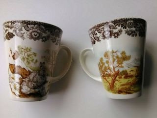 Collectible set of 5 large porcelain Spode Woodland mugs cups,  fine cond 2
