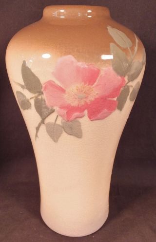 Weller Art Pottery Antique Eocean Lovely Pink Dogwood Vase 8 "