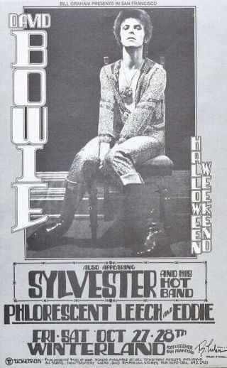 David Bowie Concert Handbill Randy Tuten Signed Winterland 1972