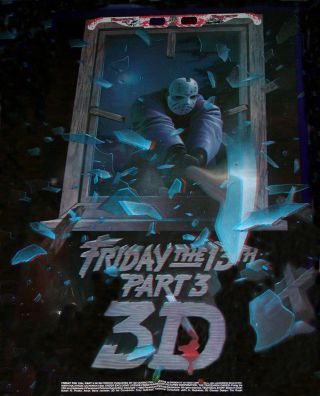 Horror Classic Friday The 13th Part 3 - 3 - D Poster,  1982 Movie Film With Glasses