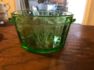 Hocking Depression Glass Green Cameo Ballerina Handled Open Butter Tub Ice Bowl