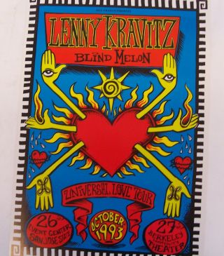 Lenny Kravitz,  Blind Melon Bill Graham Jason Norelli Signed Poster