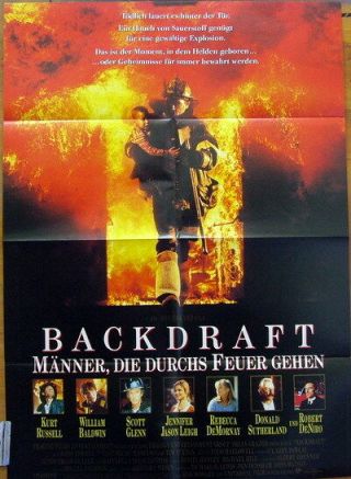 Kurt Russell Backdraft Vintage German 1 Sheet Movie Poster 1991