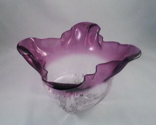 Lovely Steuben Glass Amethyst to Clear Grotesque Bowl 6