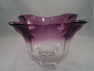 Lovely Steuben Glass Amethyst to Clear Grotesque Bowl 7
