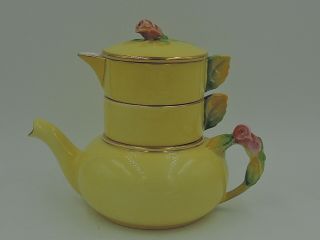 Vintage Royal Winton Yellow Rosebud Stacking Stacked Teapot Tea For One