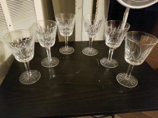 Set Of 6 Vintage Waterford Crystal Lismore Hock 5 Oz Wine Claret Glasses 5 - 3/4 "