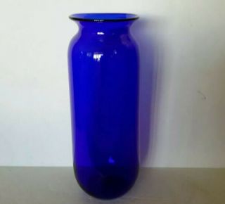 Blenko Art Glass 8137 17 " Persian Blue Cylinder Vase Flared Rim Unbrella Stand