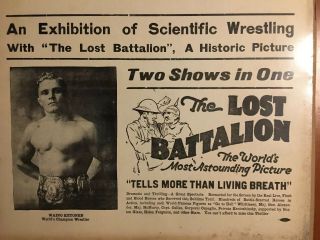 Early Wrestling Poster Circa 1920 Waino Ketonen Jack Fisher The Lost Battalion 3