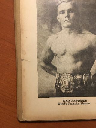 Early Wrestling Poster Circa 1920 Waino Ketonen Jack Fisher The Lost Battalion 7
