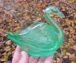 Fenton Aqua Antique Carnival Art Glass Swan Pastel - Glorious Salt Dip Neat