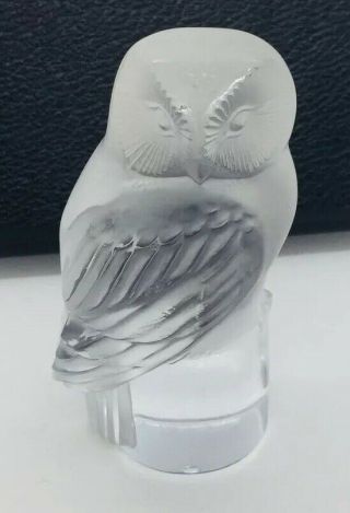 Lalique France Vintage Crystal Glass Owl Figurine