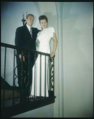 Barbara Hale Bill Williams 1946 Color Transparency At Home With Snipe