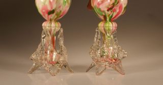 Set of 2 Vintage Czech Glass End of Day Spatter Vases Aventurine c.  1900 2