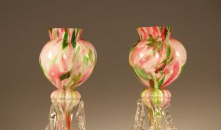 Set of 2 Vintage Czech Glass End of Day Spatter Vases Aventurine c.  1900 3