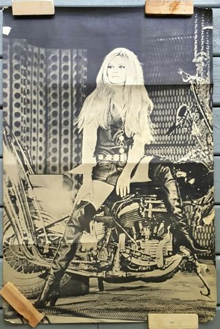 Brigitte Bardot Personality Poster 24 X 36 Harley - Davidson 1970 Biker Hippie