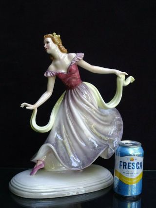 Stunning Art Deco Period Wien Keramos " Dancing Lady W Scarf " Large 15 " Figurine