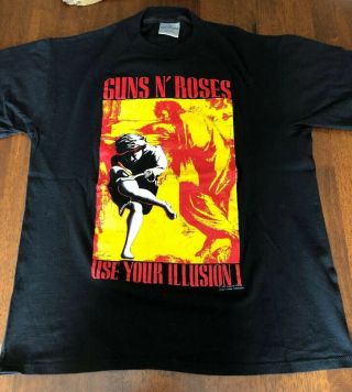 Vtg Guns N Roses Use Your Illusion 1 Tour T Shirt 1991 Orig Metal Rock Slash