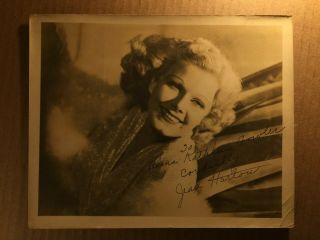 Jean Harlow Rare Early Vintage Signed 8/10 Photo