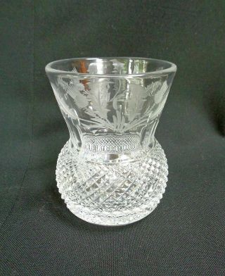 Vintage Edinburgh Crystal Cut Thistle Whiskey Glass 3 1/4 Inch