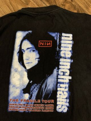 Vintage NIN Nine Inch Nail The Fragile Tour 90s Double Sided Concert Tshirt Sz L 2