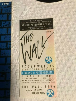Roger Waters The Wall In Berlin 1990 set of - 2x MASKS,  Program,  and ticket stub 2