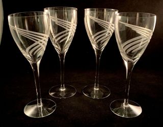 Set Of 4 Lenox " Windswept " Crystal Water Goblets