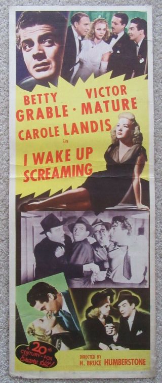 I Wake Up Screaming R48 Insrt Movie Poster Rdl Betty Grable Vg