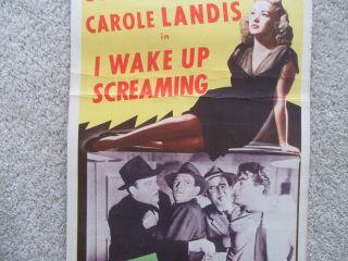 I WAKE UP SCREAMING R48 INSRT MOVIE POSTER RDL BETTY GRABLE VG 3